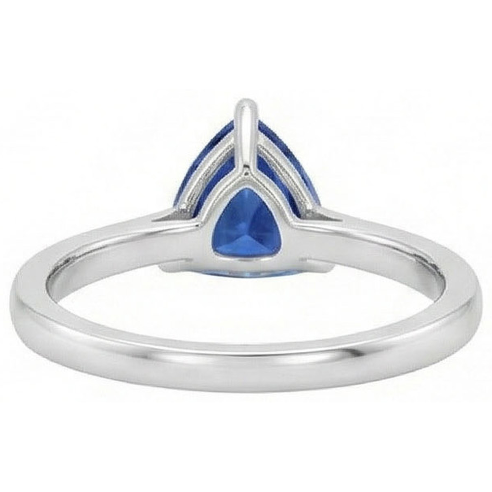 Natural Real ( Not Lab Grown ) Solitaire Trillion Deep Blue Sapphire 1.50 Carats Prong Set Jewelry