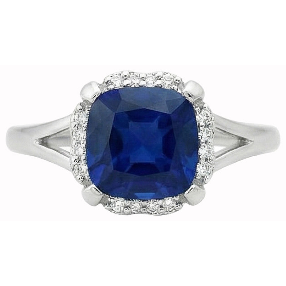 Solitaire With Accents 2.50 Ct Sri Lankan Sapphire And Natural Earth Mined Diamonds Ring