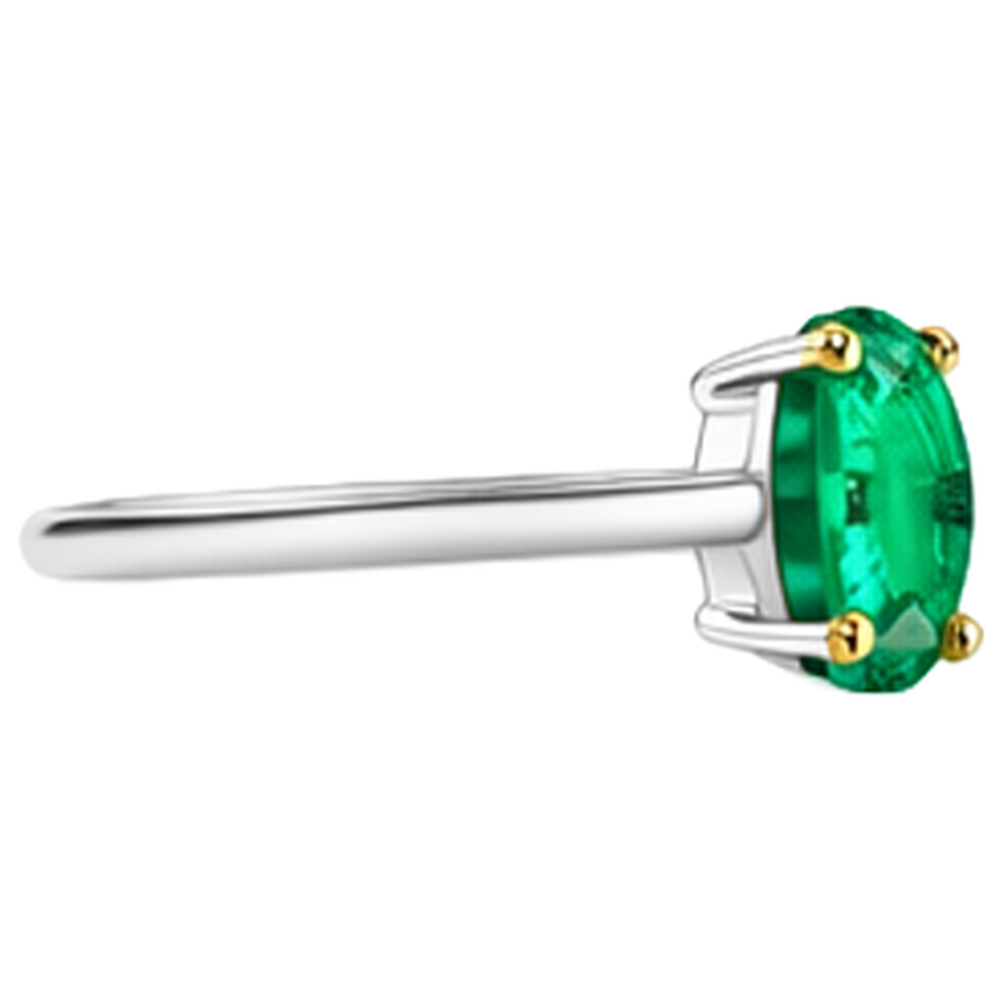 Natural Real ( Not Lab Grown ) Solitaire Womens Ring Green Emerald GIA Oval Cut