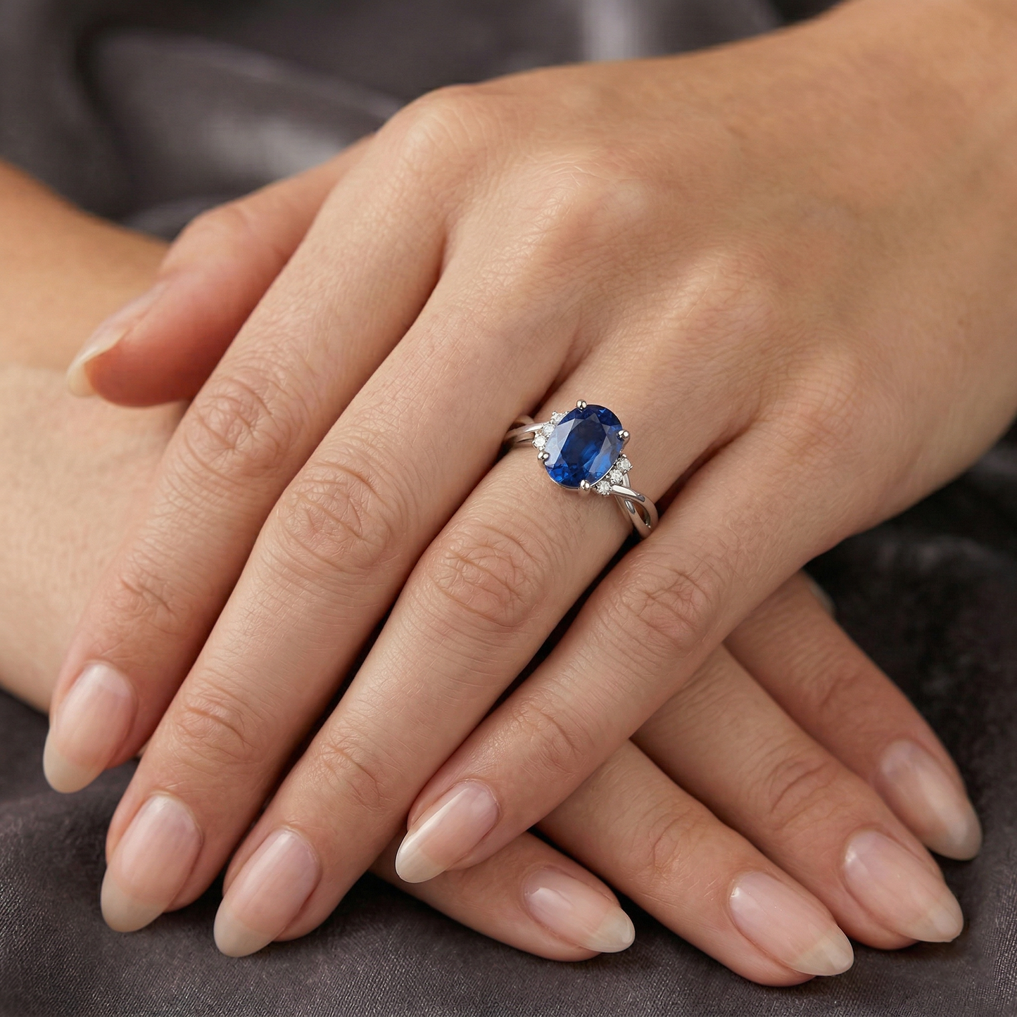 Solitaire With Accents 1.80 Ct Sri Lanka Blue Sapphire Natural Earth Mined Diamonds Ring