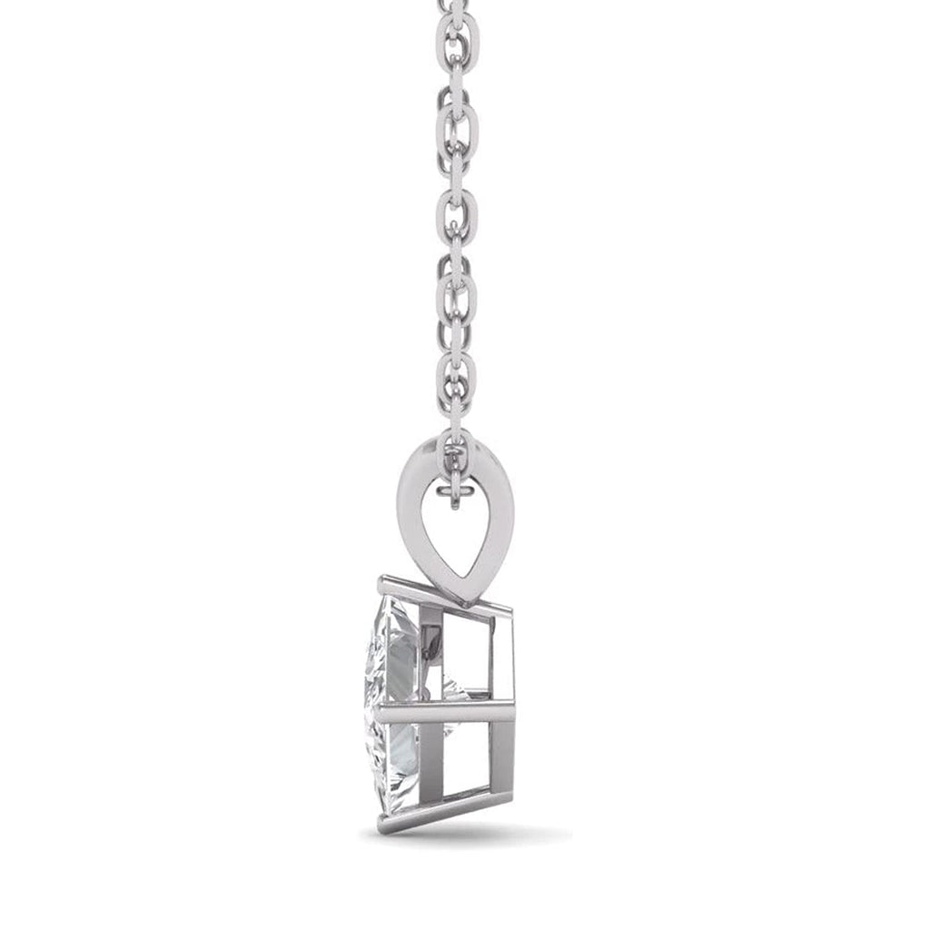 Solitaire Big Princess Cut 3.25 Ct Natural Earth Mined Diamond Pendant Necklace White Gold