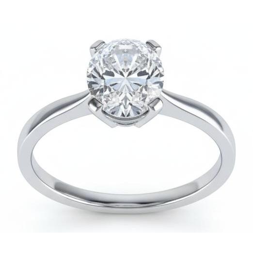 Solitaire Oval 2.50 Carats Natural Earth Mined Diamond Engagement Ring 14K White Gold