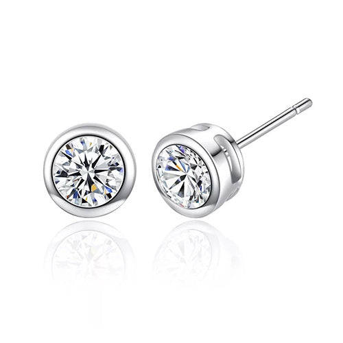 Solitaire Round Natural Earth Mined Diamond Stud Earrings 1.70 Carats Women Gold Jewelry