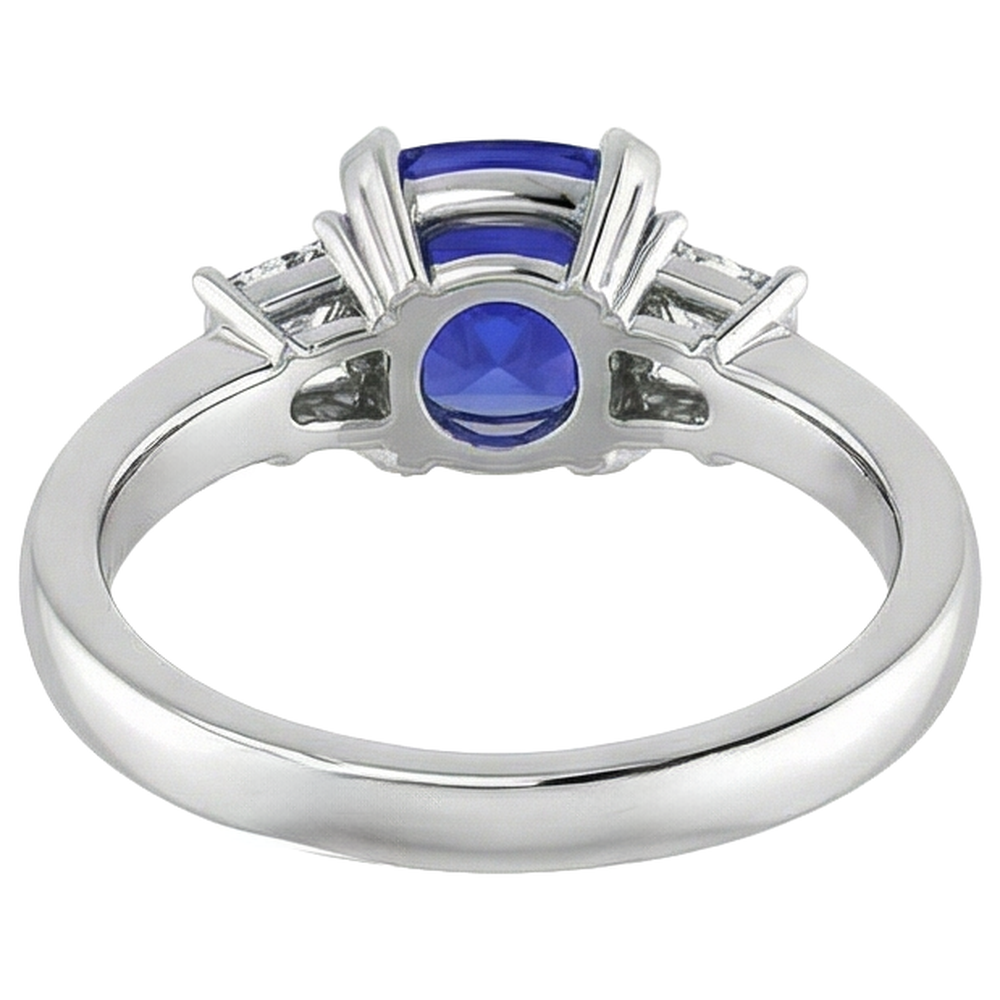 Sparkling 4.01 Carats Tanzanite Cushion And Natural Earth Mined Diamond Anniversary Ring