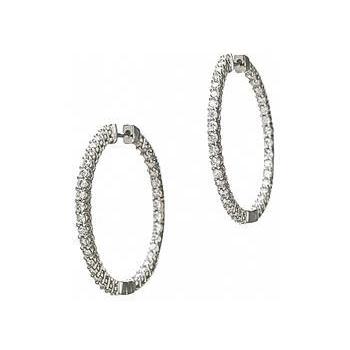 Sparkling 2.90 Carats Diamonds Lady Hoop Earrings Gold White 14K