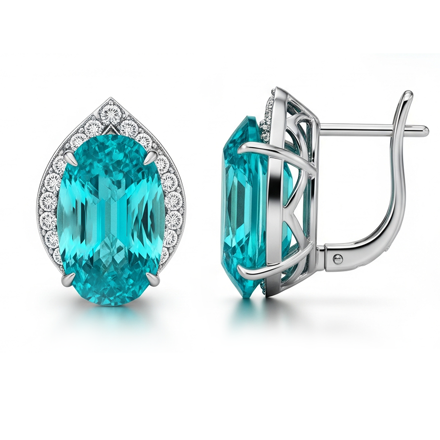 Sparkling Paraiba Earrings in White Gold 2.70ct