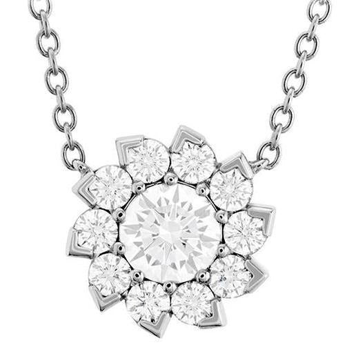 Sparkling Real Round Cut Diamond Necklace Pendant 2.70 Carats White Gold 14K