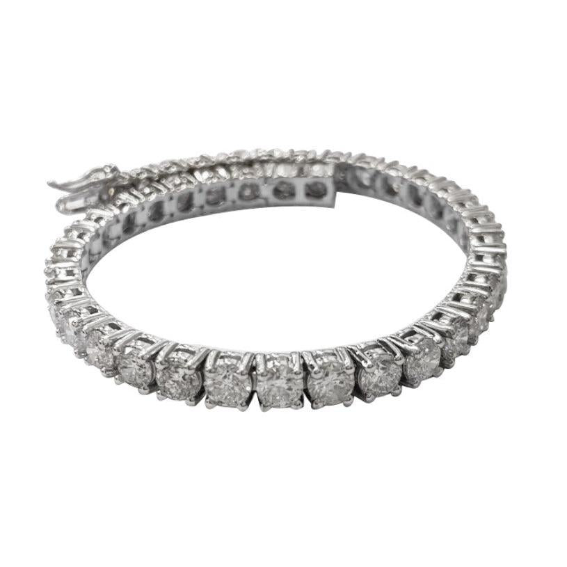 Sparkling 10.50 Carat Round Lab Grown Diamonds Tennis Bracelet White Gold