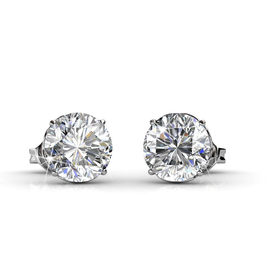 natural round diamond 5ct earring side angle