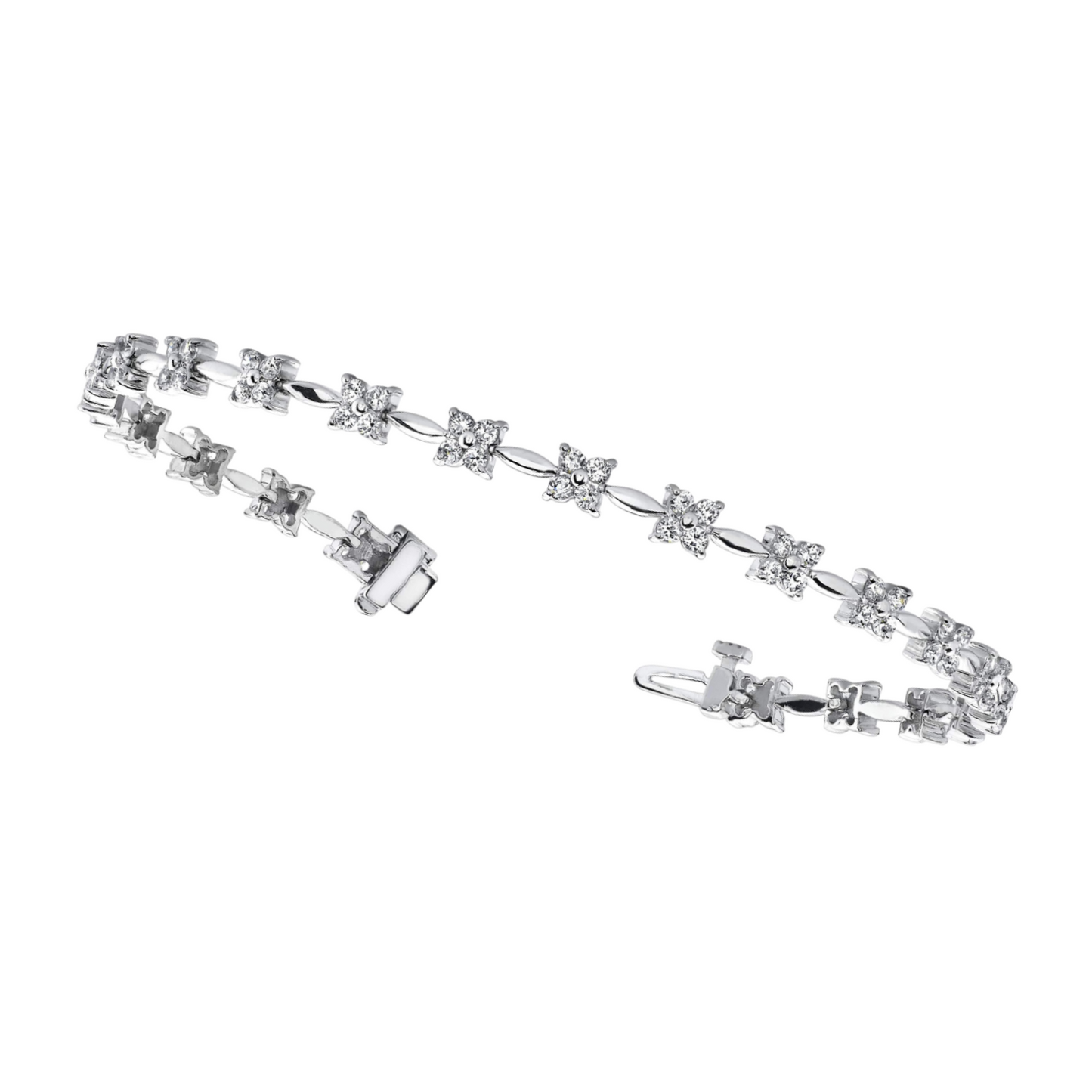 Sparkling Prong Set Round 4.40 Carats Tennis Bracelet White Gold 14K Lab Grown Diamond
