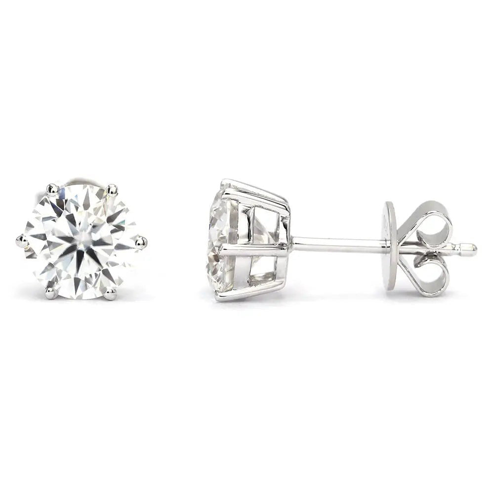 Sparkling Round Cut 4 Ct GIA CERTIFIED Lab Grown Diamonds Lady Studs Earring White Gold