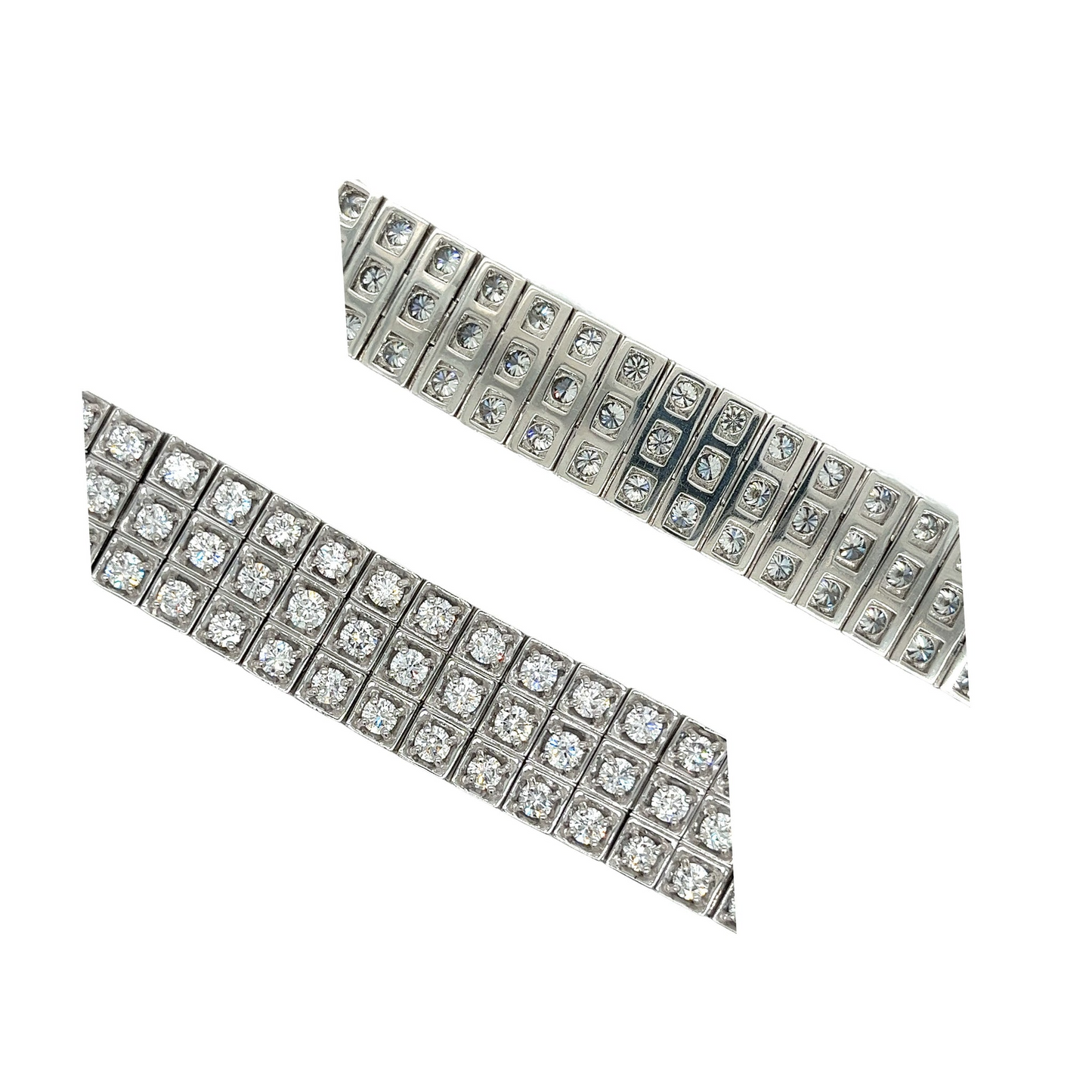 Sparkling Triple Row 12.50 Ct Lab Grown Diamonds Tennis Bracelet White Gold