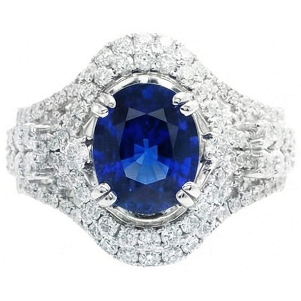 Natural Real ( Not Lab Grown ) Sri Lanka Ceylon Sapphire Engagement Ring
