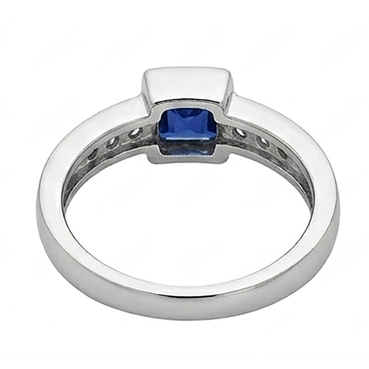 Sri Lanka Sapphire Princess And Natural Earth Mined Diamonds Men's Pinky Ring