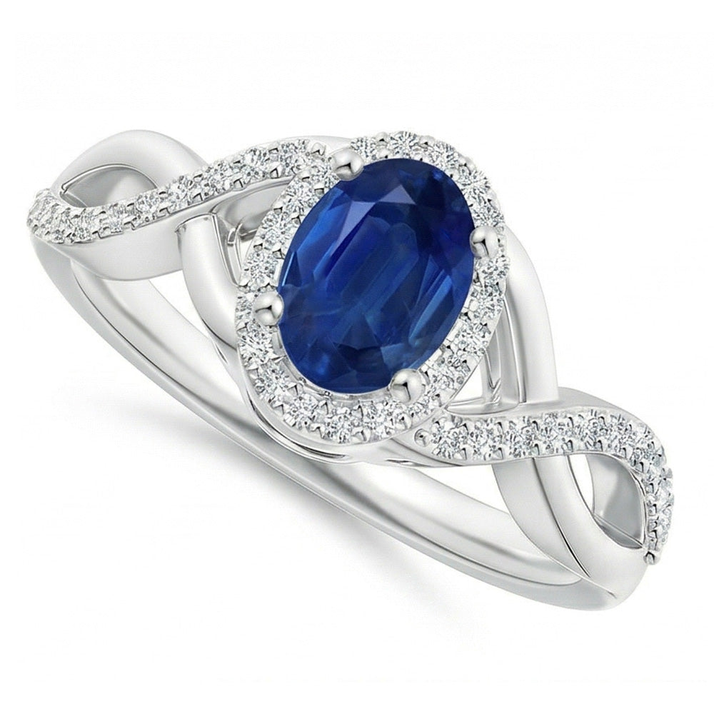 Sri Lankan Sapphire Ring White Gold Round Natural Earth Mined Diamond Jewelry 1.85 Carats