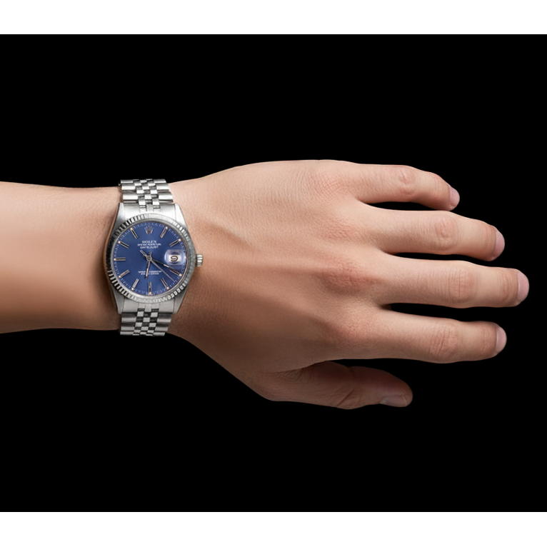 Ss Jubilee Rolex Datejust Men Watch Blue Stick Dial Fluted Bezel QUICK SET