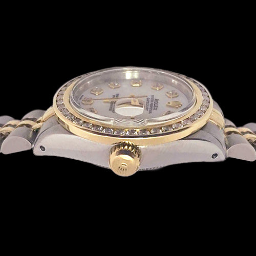 Ss Gold Rolex Ladies Datejust Watch Diamond Dial Channel Set Bezel