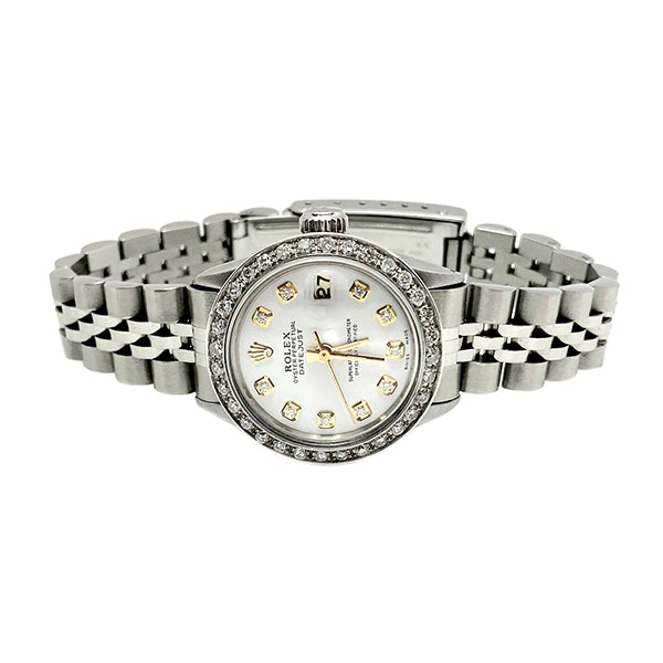 Ss White Diamond Dial Bezel Jubilee Rolex Datejust Lady Watch