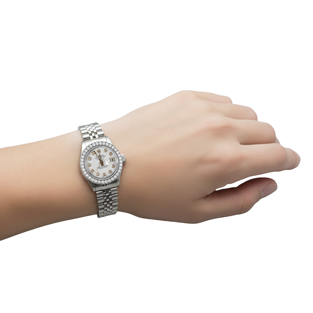 Ss White Diamond Dial Bezel Jubilee Rolex Datejust Lady Watch P5