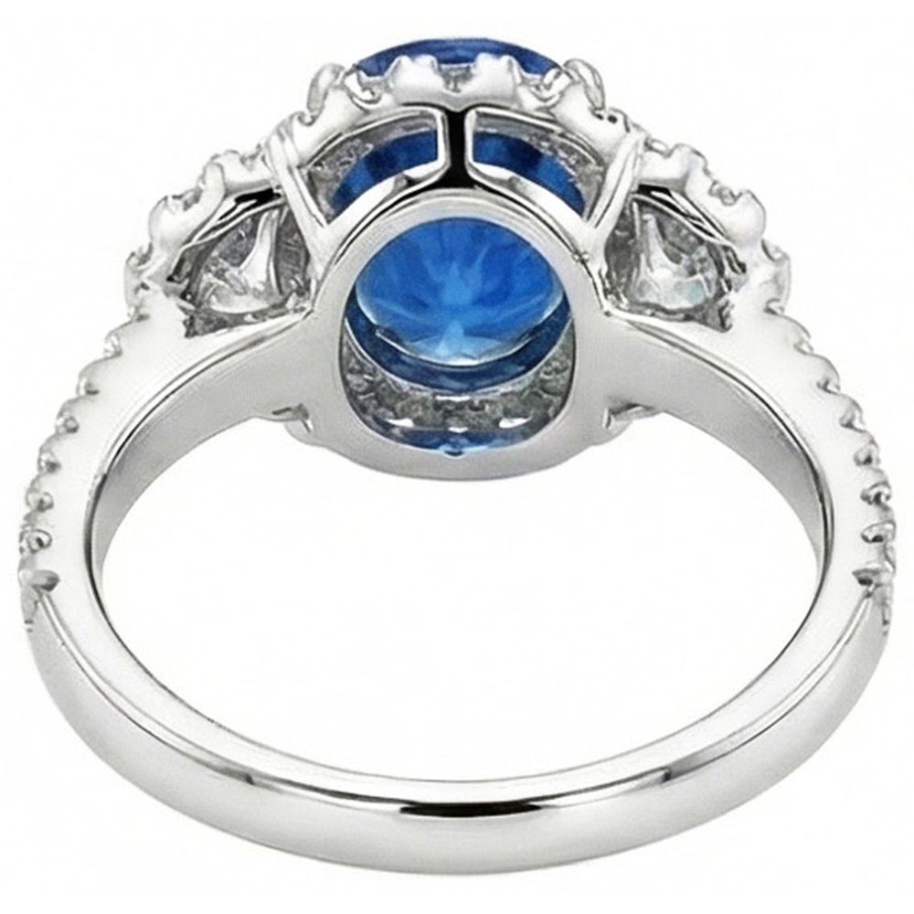Statement ring Blue Sapphire And Diamonds Natural
