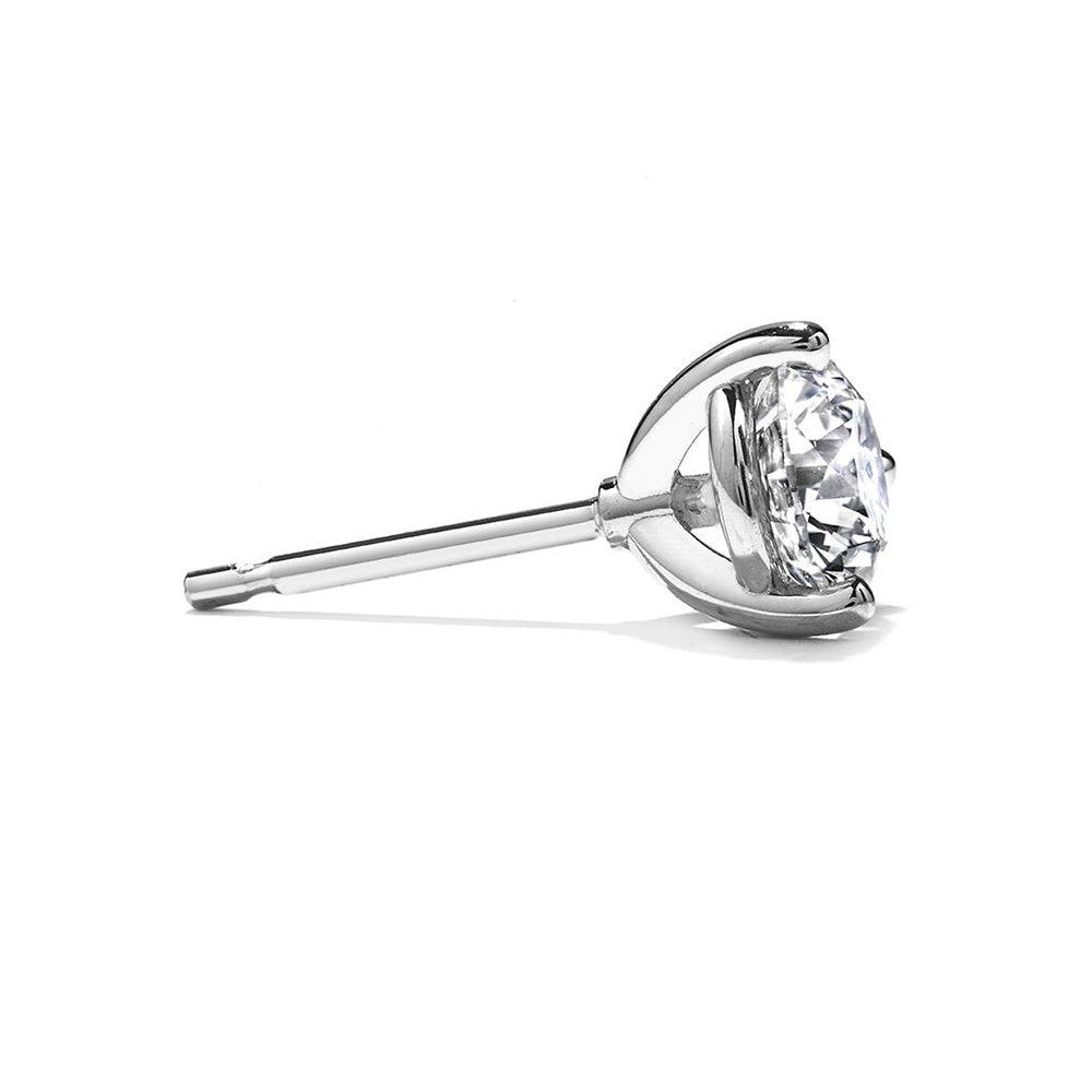 natural round diamond 2ct earring side angle