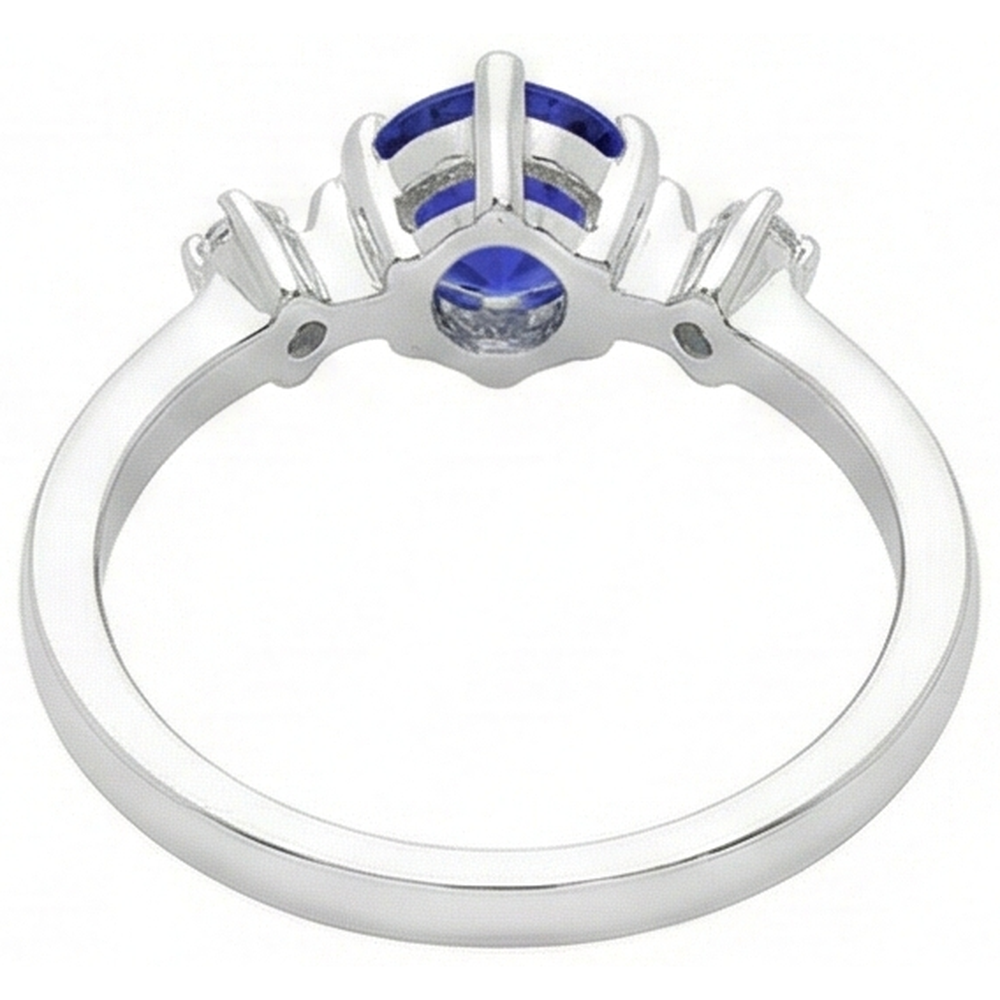 Tanzanite AAA Round Natural Earth Mined Diamonds Women Fancy Ring White Gold 0.75 Carats