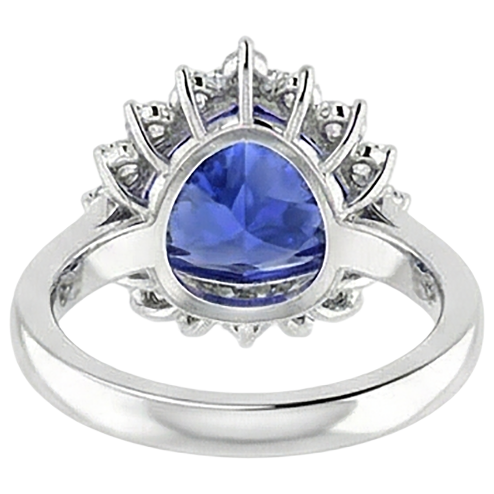 Tanzanite & Round Natural Earth Mined Diamonds 4.60 Carat Ring White Gold 14K