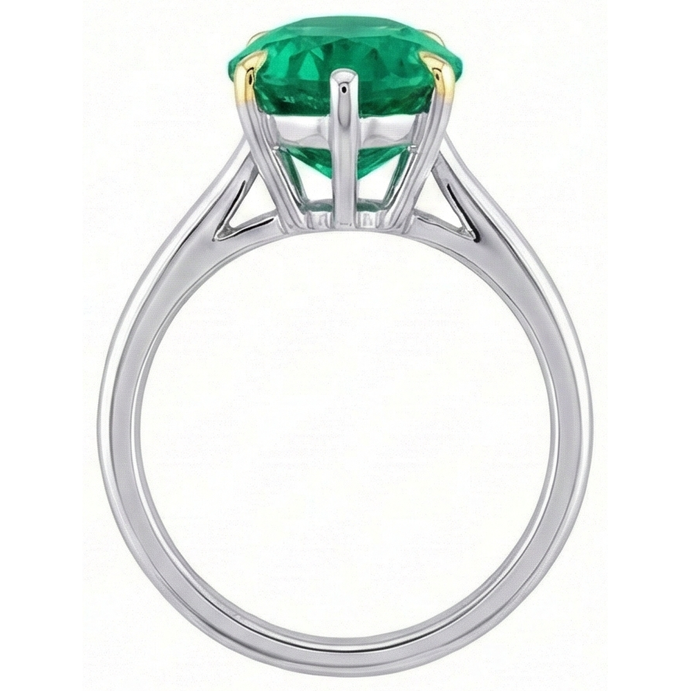 Natural Real ( Not Lab Grown ) Teardrop Green Emerald GIA Wedding Ring