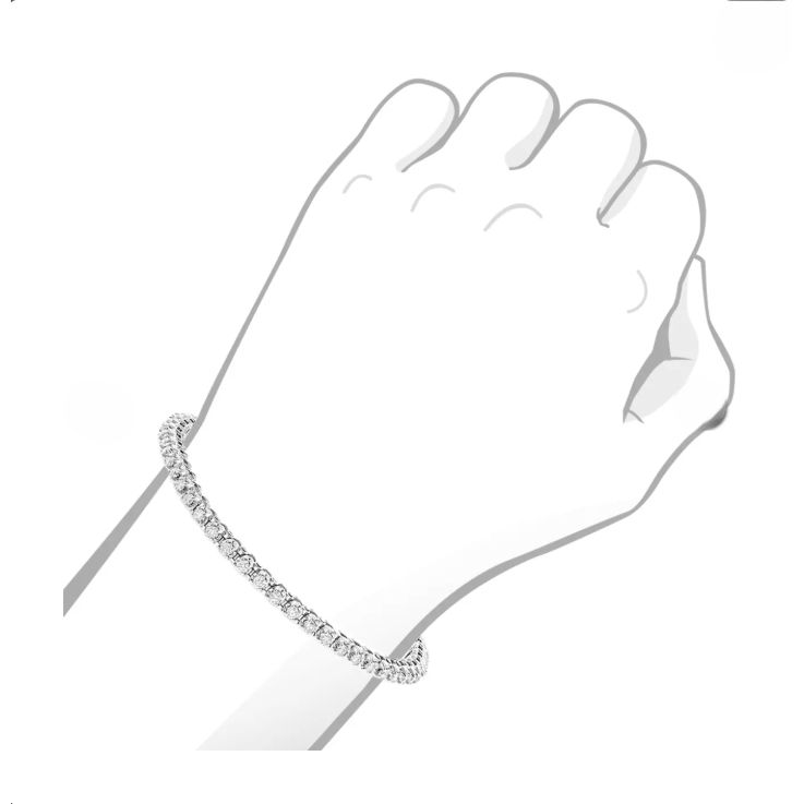 Tennis Bracelet White Gold Round Lab Grown Diamonds White Gold 6 Ct