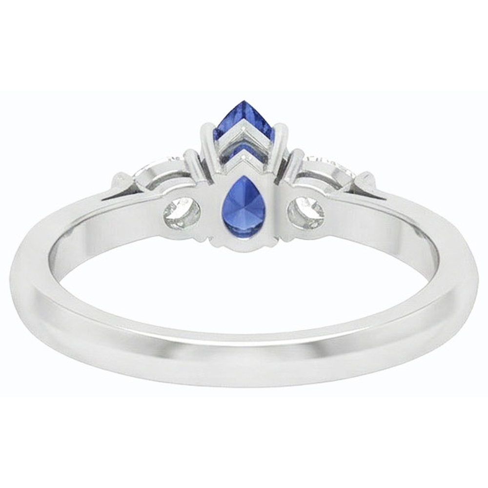 natural pear sapphire 1.25ct ring on white background