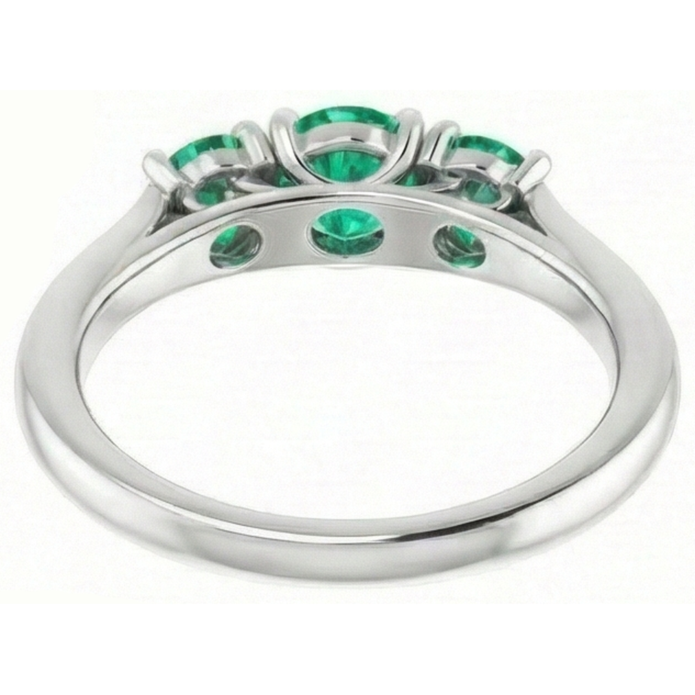 Three Stone Style Natural Earth Mined Diamond Green Emerald GIA Engagement Ring 1.10 Carats