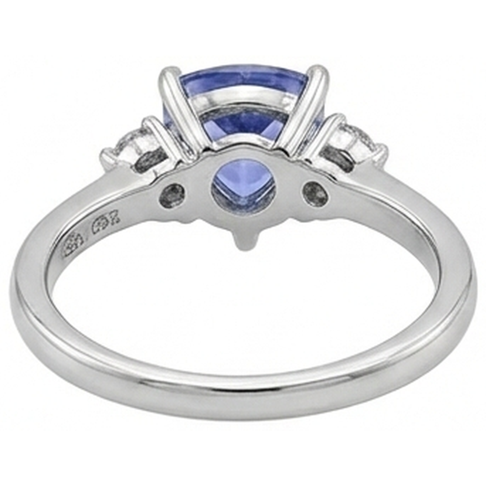 Three Stone Tanzanite And Round Natural Earth Mined Diamonds 4 Carats Gemstone Ring New