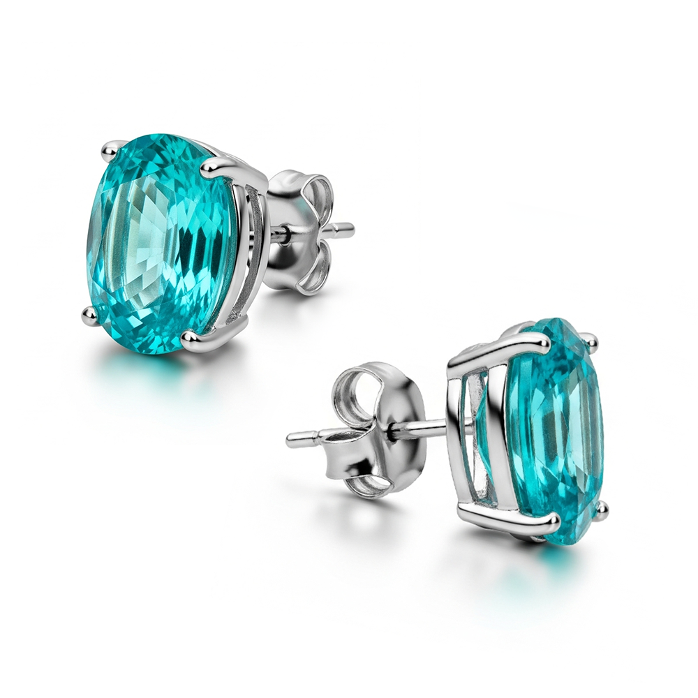 Natural Real ( Not Lab Grown ) Timeless Paraiba Oval Cut Earrings
