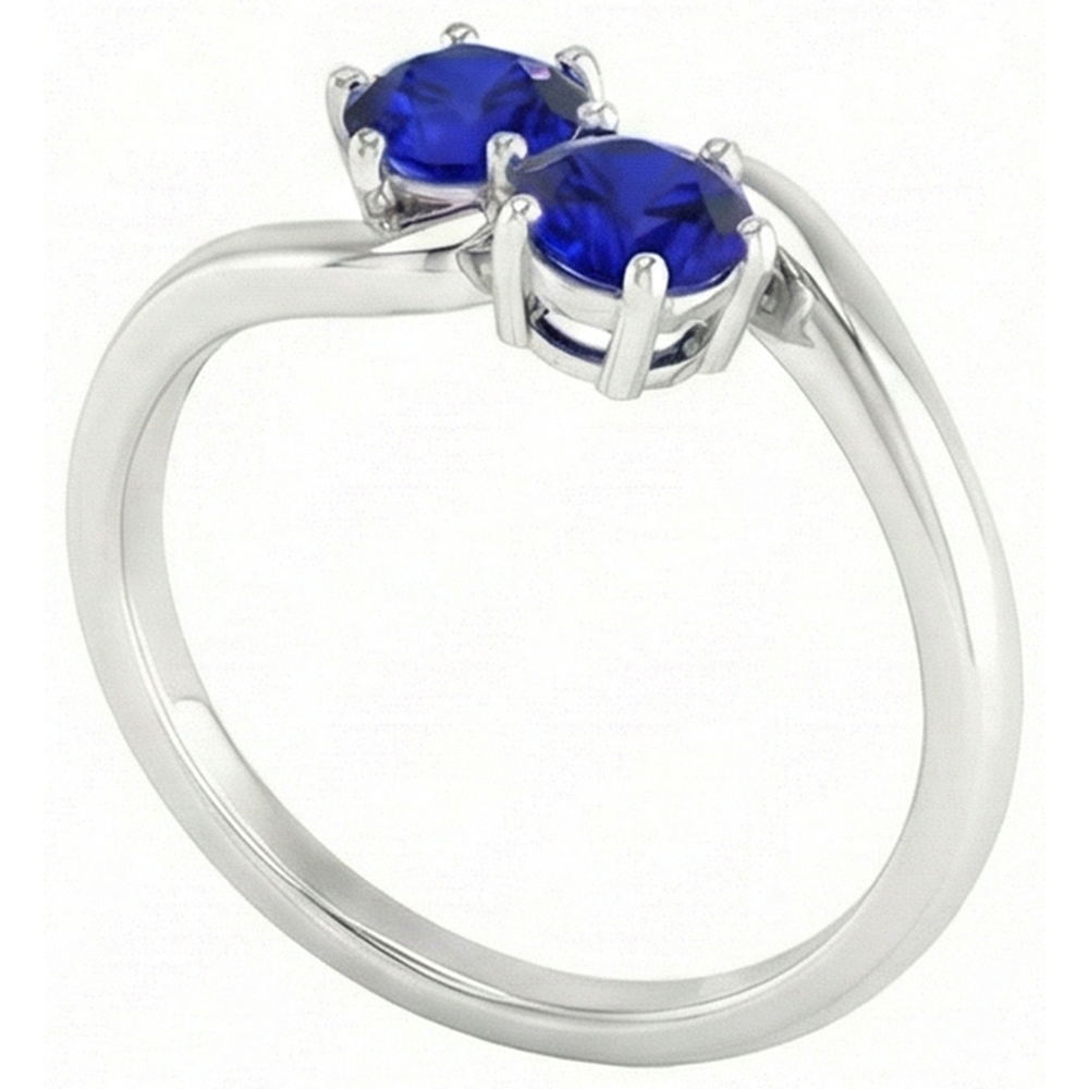 Natural Real ( Not Lab Grown ) Toi et Moi Anniversary Ring Round Ceylon Sapphire 4 Carats Prong Set