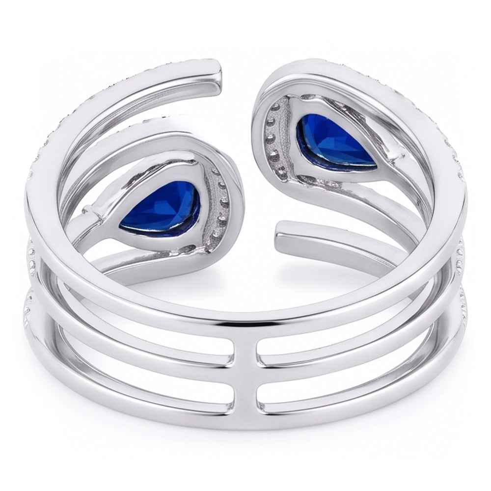Toi et Moi Gold Women’s Pear Blue Sapphire Natural Earth Mined Diamond Ring 3.50 Carats