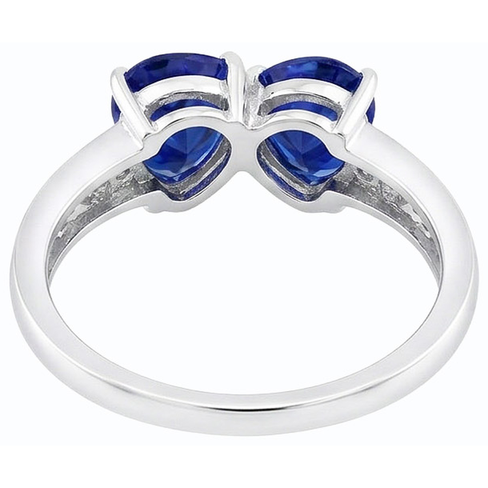 Toi et Moi Heart Ceylon Sapphire Natural Earth Mined Diamond Ring Filigree 2.25 Carats
