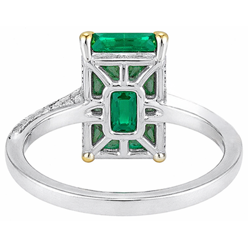 Natural Real ( Not Lab Grown ) Trendy Engagement Ring Green Emerald GIA Diamond Ladies Jewelry