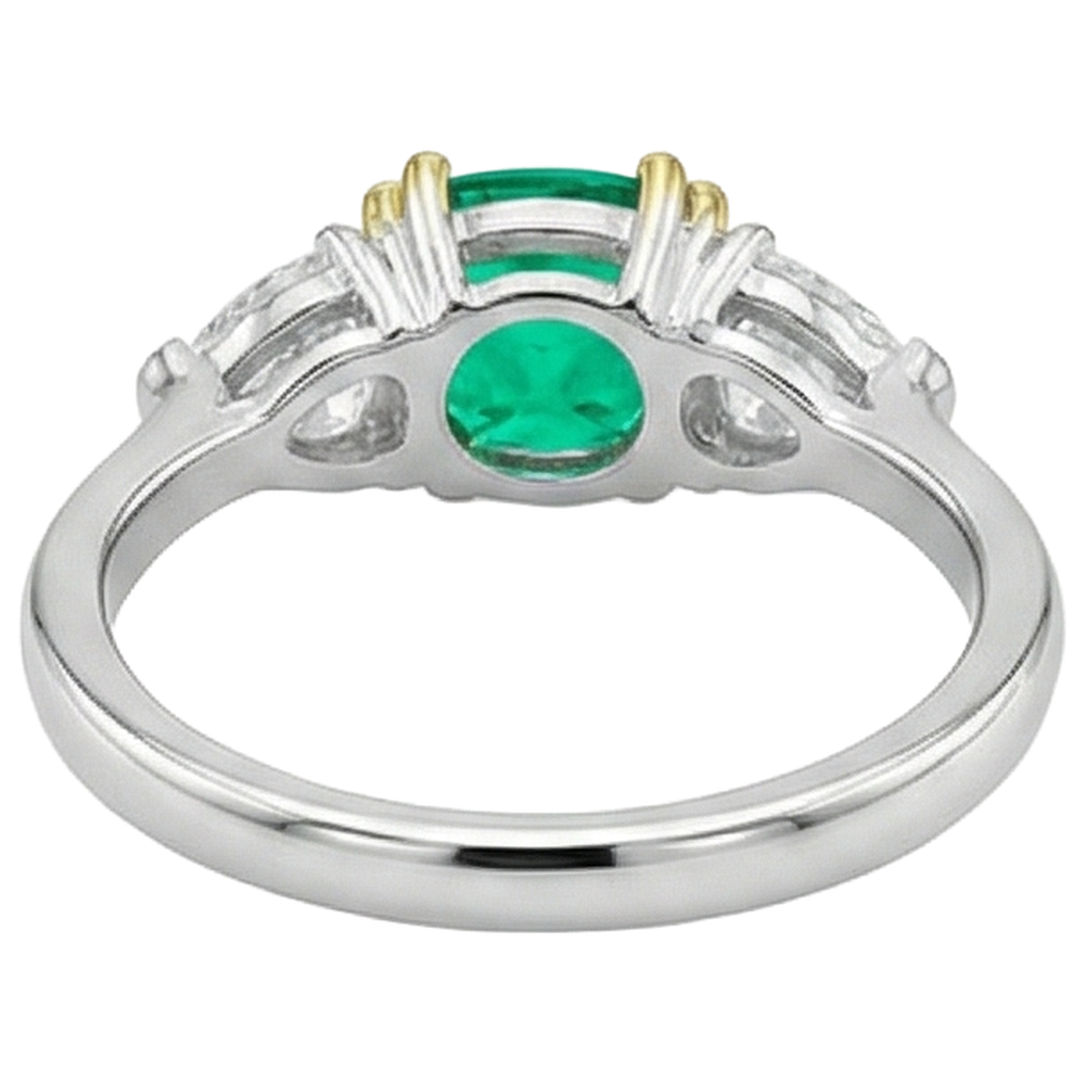 Natural Real ( Not Lab Grown ) Trilliant Cut Diamond Green Emerald GIA Ring