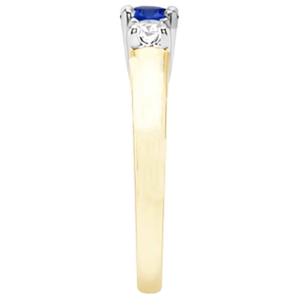 Two Tone Engagement Ring 2 Carats Round Natural Earth Mined Diamond Tanzanite Three stone