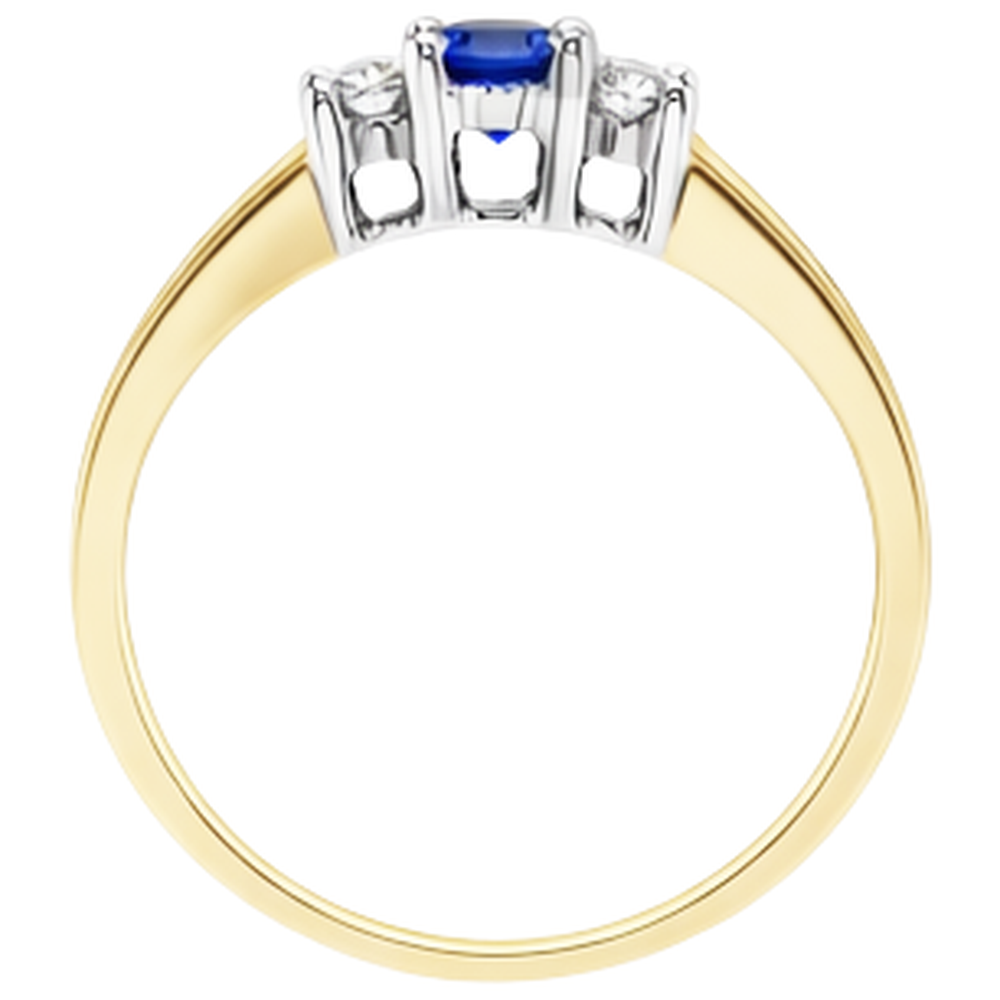 Two Tone Engagement Ring 2 Carats Round Natural Earth Mined Diamond Tanzanite Three stone