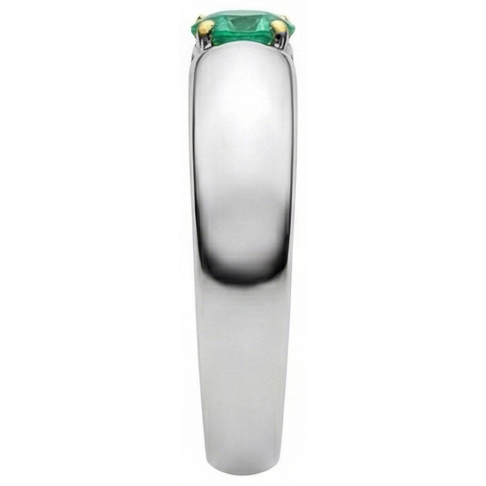 Natural Real ( Not Lab Grown ) Two Tone Green Emerald GIA Ring Solitaire