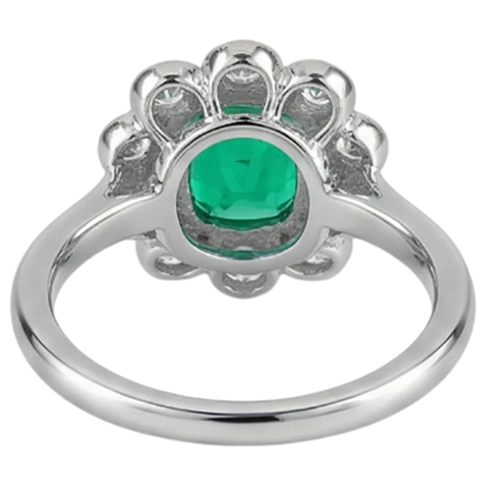 Natural Real ( Not Lab Grown ) Unique Halo Vintage Style Ring Green Emerald GIA With Diamonds