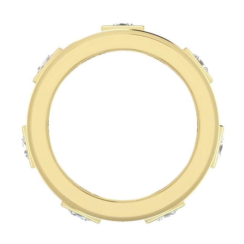 Unique Men's Band Two Tone With Princess Cut Natural Earth Mined Diamonds