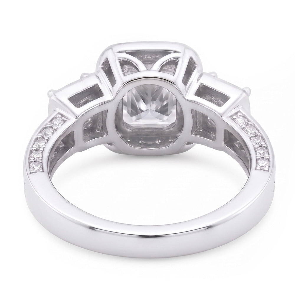 Vintage Inspired 3.50 Carats Cushion Natural Earth Mined Diamond Anniversary Ring