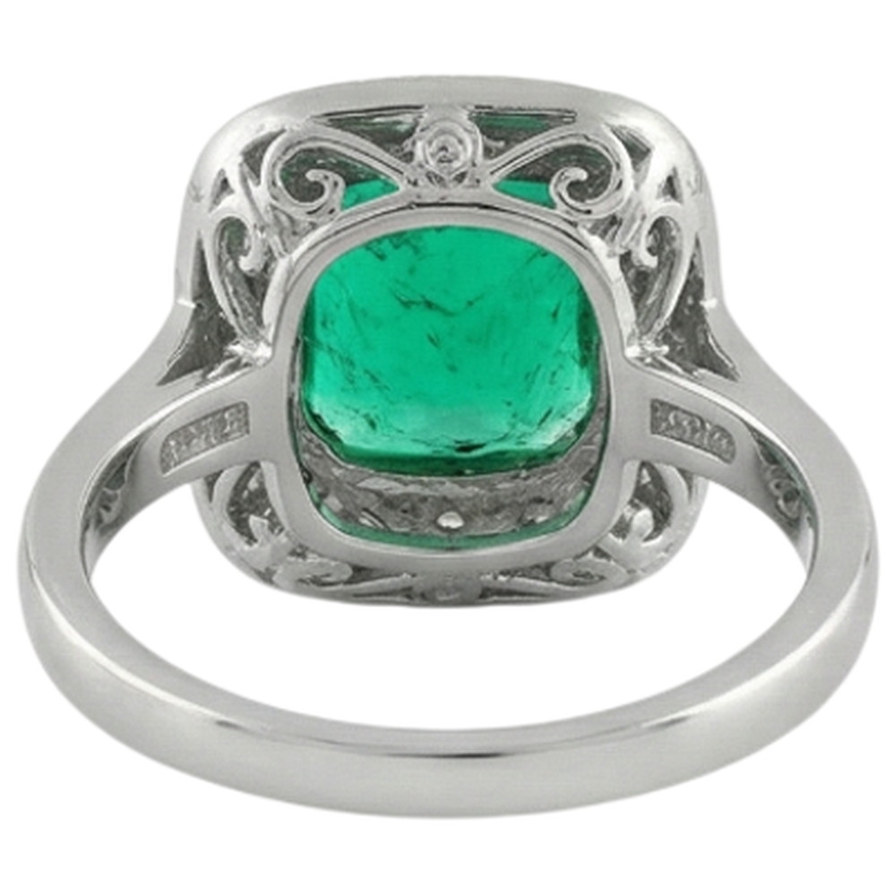 Natural Real ( Not Lab Grown ) Vintage Look Green Emerald GIA Ring With Diamonds 14K Gold