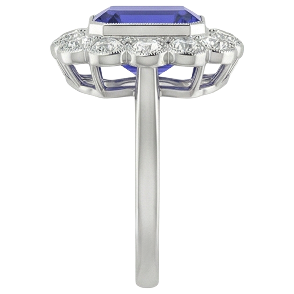 Natural Real ( Not Lab Grown ) Vintage Style Tanzanite Cocktail Ring