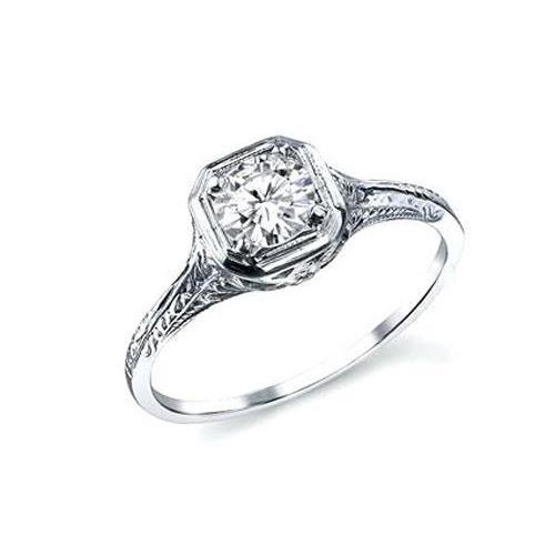Vintage Style Solitaire 2 Carat Diamond Engagement Ring