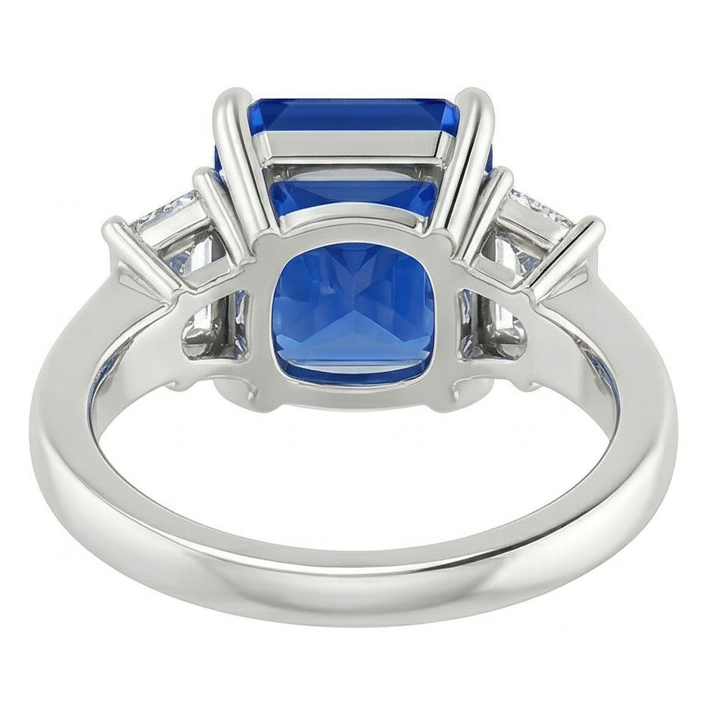 Wedding 3 Stone Ring Radiant Sapphire & Emerald Natural Earth Mined Diamonds 1.75 Carats