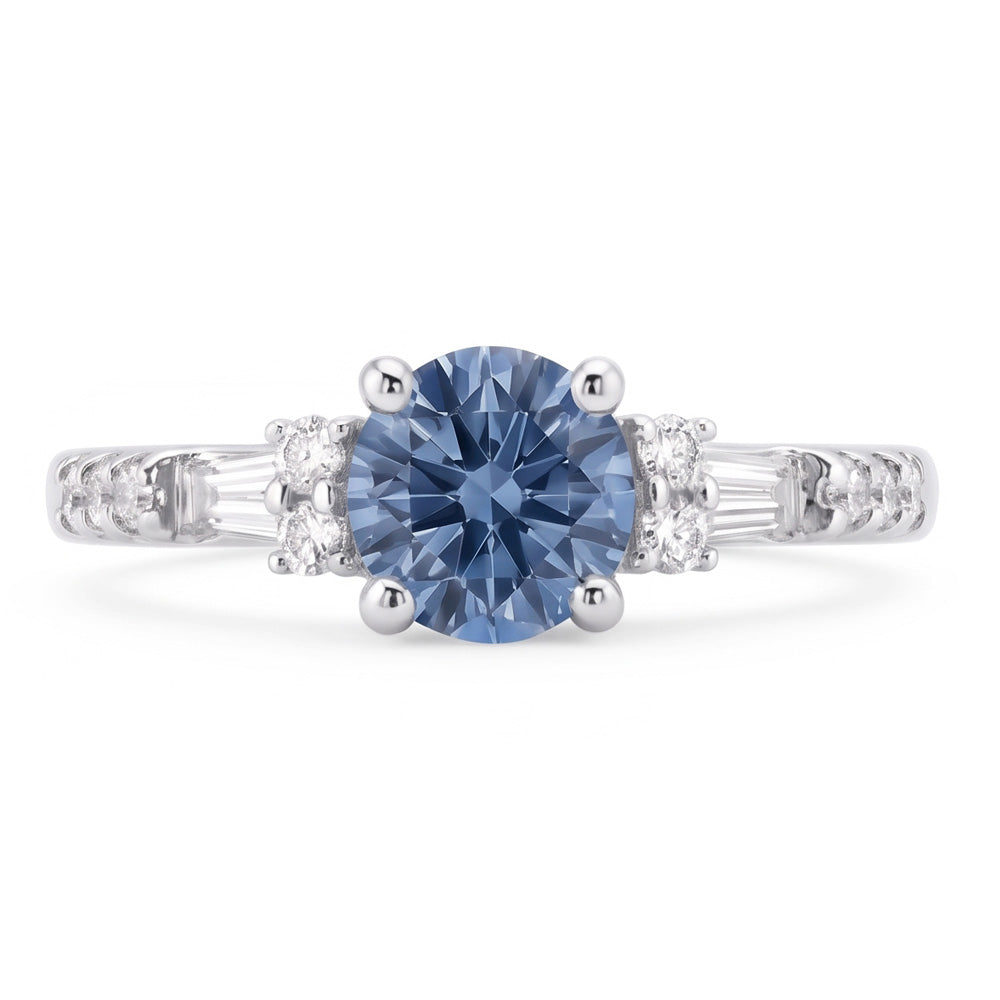 White Gold 1 Carat Blue White Natural Earth Mined Diamonds Engagement Ring