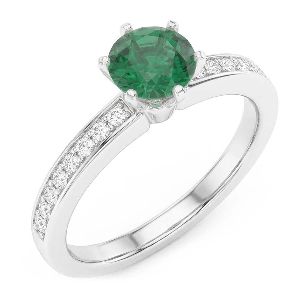 White Gold 14K 3.40 Ct Colombian Green Emerald And Natural Earth Mined Diamonds Engagement Ring New